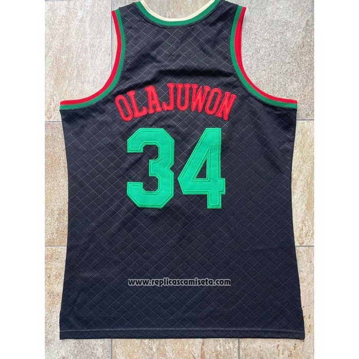 Camiseta Houston Rockets Hakeem Olajuwon #34 Mitchell & Ness 1993-94 Negro